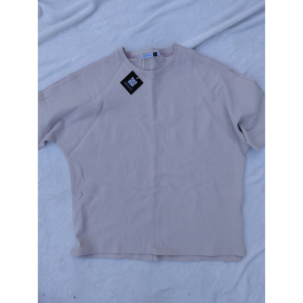 Kidoriman Mens XL Beige Oversized Short Sleeve Textured Boxy Streetwear Shirt NW